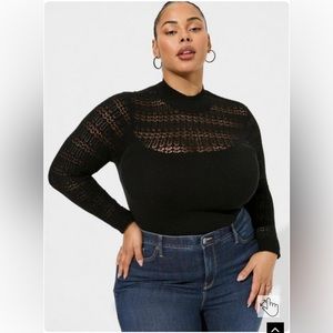 Torrid Mock Neck Pointelle Pullover Sweater